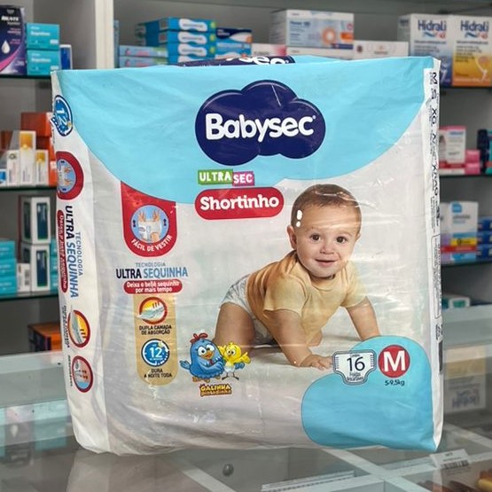 Fralda Babysec Ultrasec Shortinho Tamanho M 16 Unidades