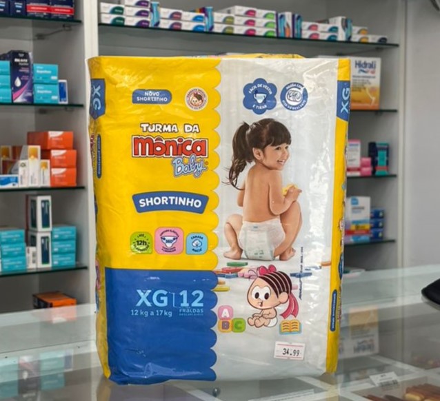 FRALDA TURMA DA MoNICA SHORT JUMBINHO TAMANHO XG COM 12 UNIDADES