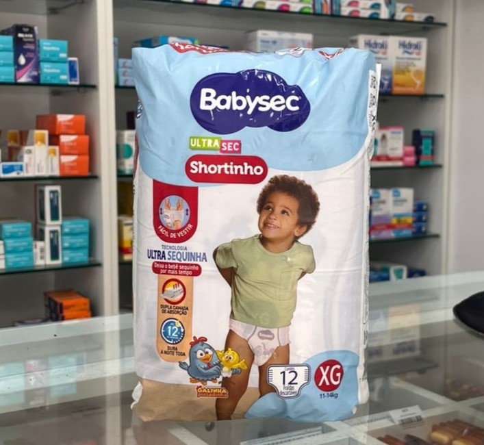 Fralda Babysec Ultrasec Shortinho Tamanho XG 12 Unidades
