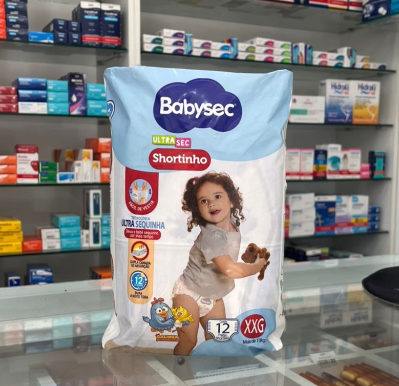 Fralda Babysec Ultrasec Shortinho Tamanho XXG 12 Unidades